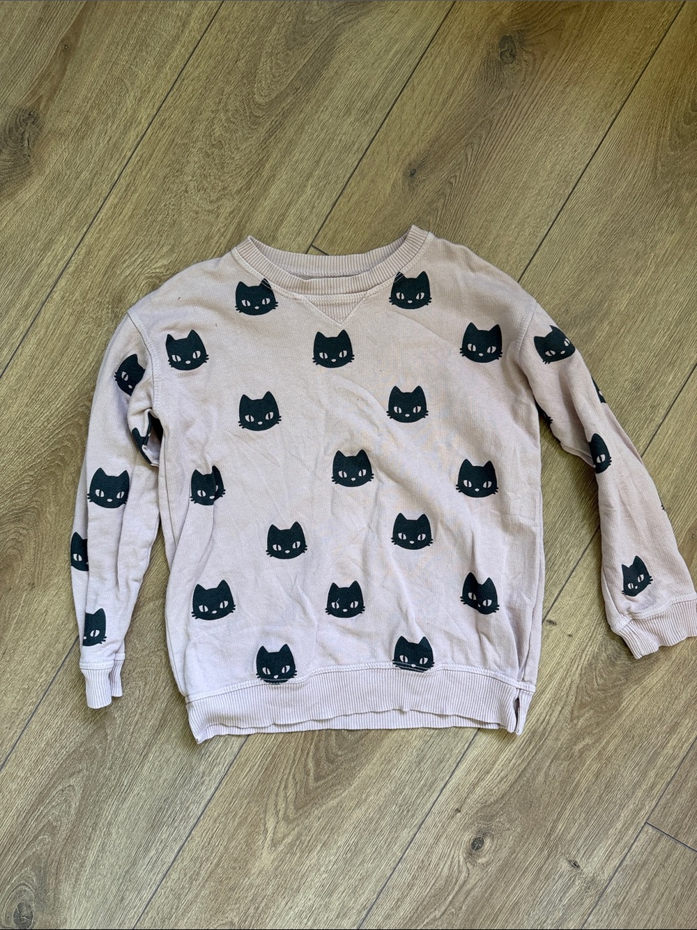 Mauve Cat Print Crewneck Sweatshirt